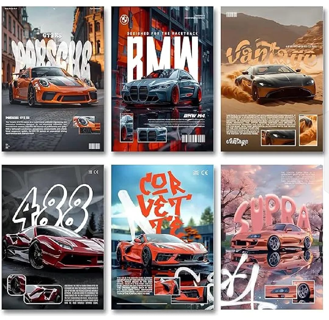 6Pcs Car Frames Photos Tiles