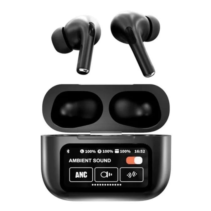 White A9 Pro ANC Bluetooth 5.4 Wireless Earbuds with Smart Screen and Active Noise Cancellation