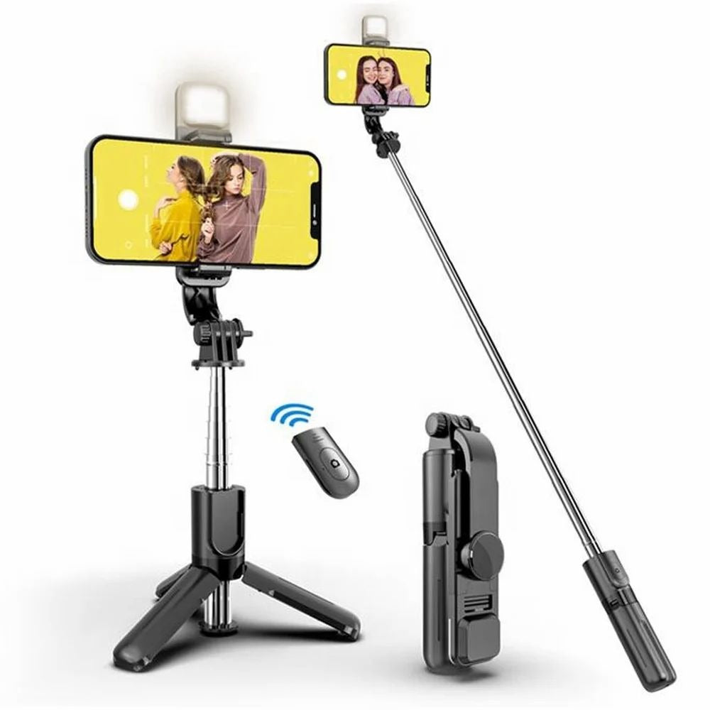 R1s Bluetooth Selfie Stick Tripod | With Remote & LED Light | Portable Phone Holder