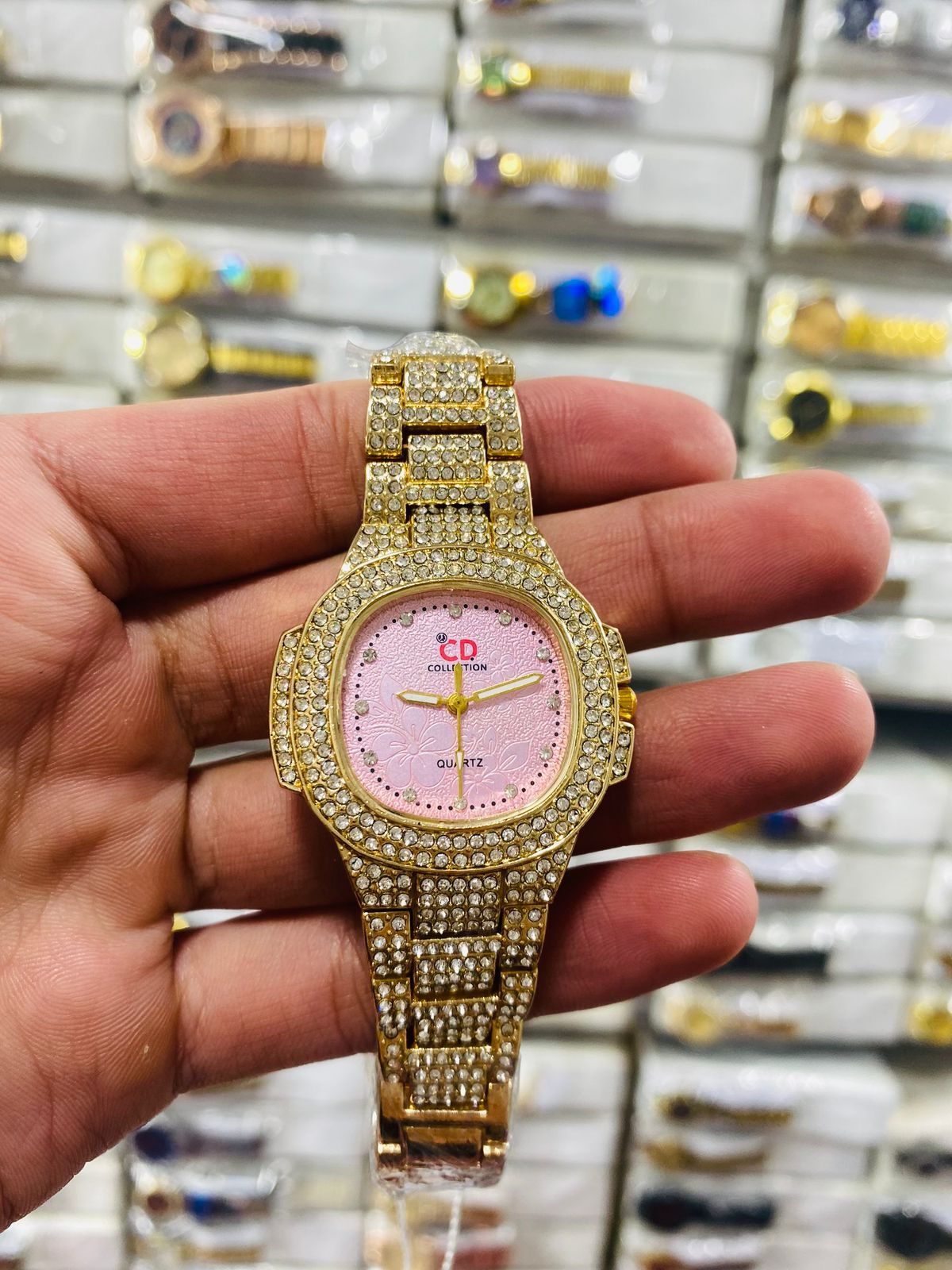Two Toned Iced Out Quartz Movement Women's Watch