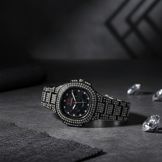 Two Toned Iced Out Quartz Movement Women's Watch