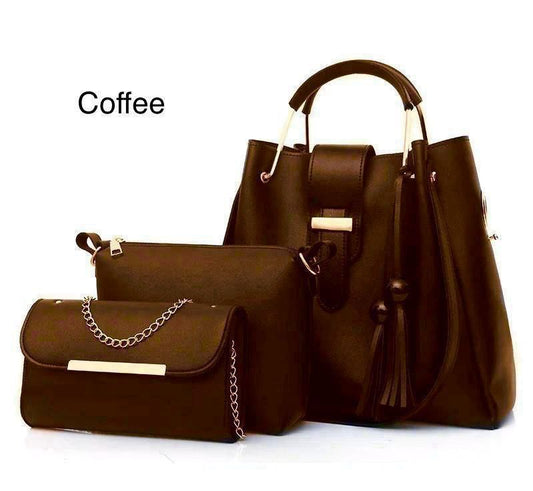 Elegant 3-Piece Women’s Handbag Set – Black Shoulder Bag, Crossbody & Clutch Purse