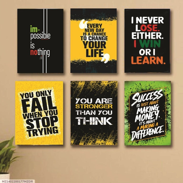 6 PC Motivating Wall Art Cardboard